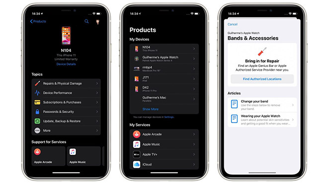 Ứng dụng Apple Support cập nhật giao diện tối